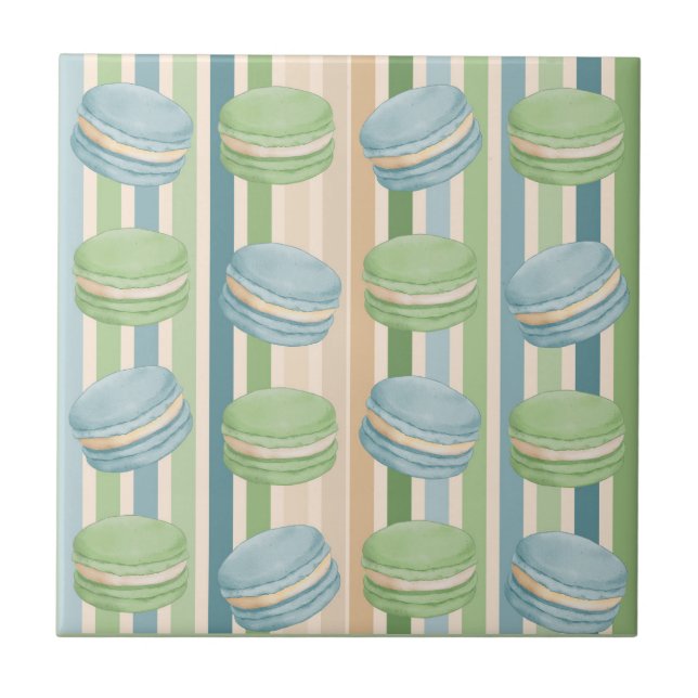 Macaron Light Blue and Soft Olive Green Tile (Front)