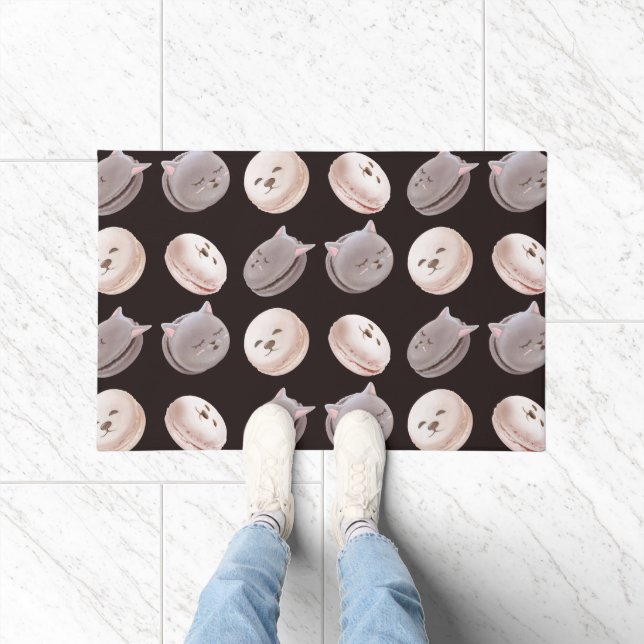 Macaron Parade – Kitty & Puppy Seamless Pattern Doormat (Indoor)