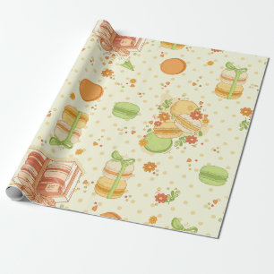 macaron pastries dessert sweet floral macaroon wrapping paper