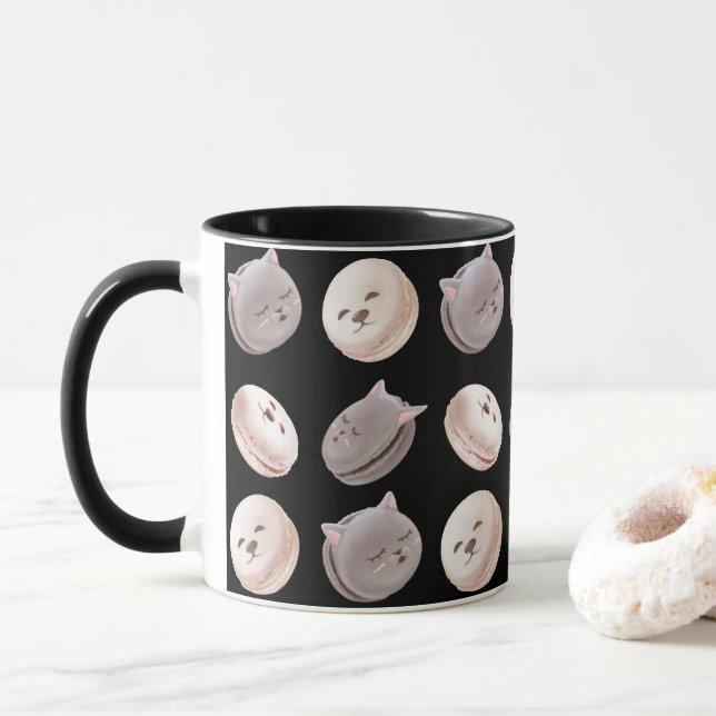 Macaron Pattern Mug (With Donut)
