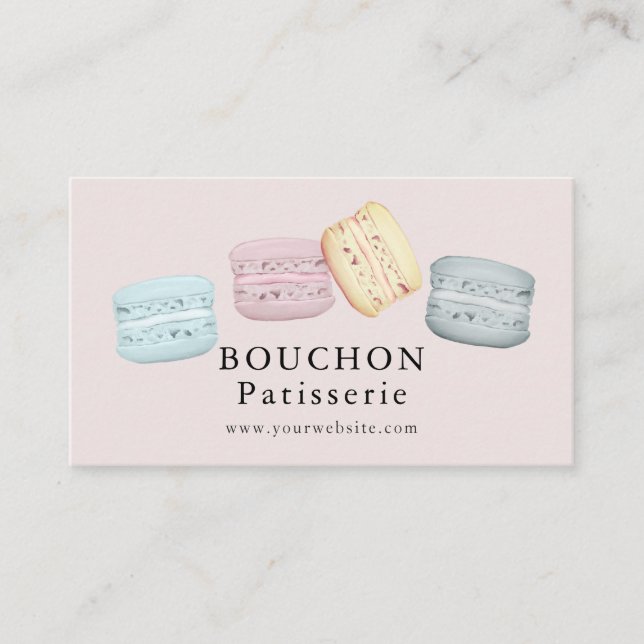 Macaron Pink Bakery Business Card (Front)