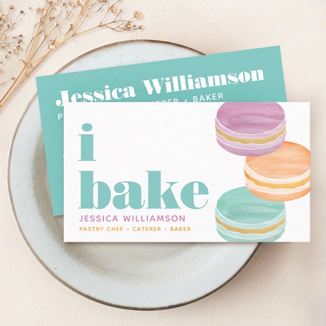 Macaron Purple Orange Turquoise Pastry Chef Bake Business Card (Creator Uploaded)