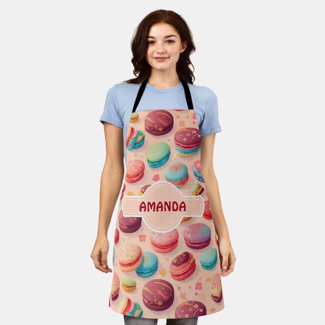 Macaron Rainbow Colourful Personalised Pattern Apron (Worn)