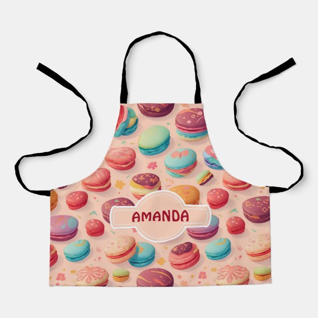 Macaron Rainbow Colourful Personalised Pattern Apron (Front)