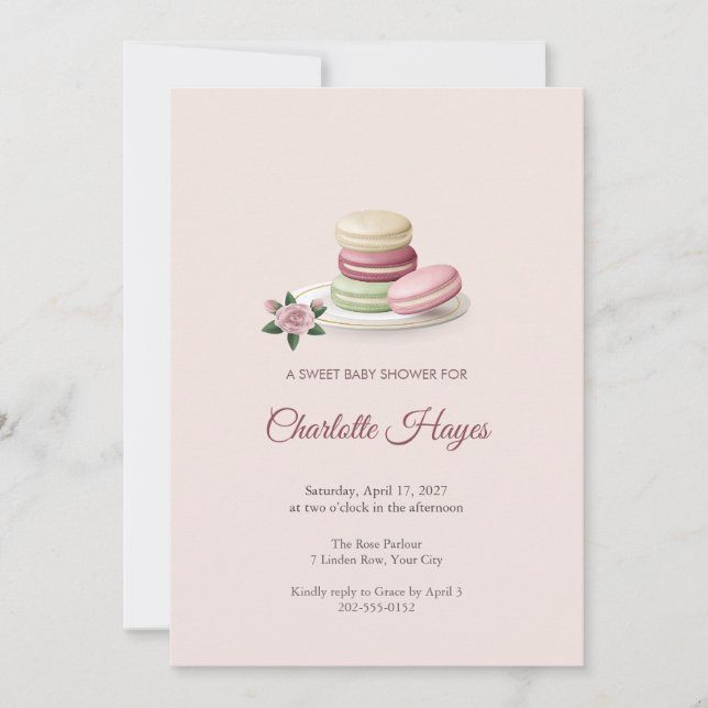 Macaron Stack Baby Shower Invitation (Front)