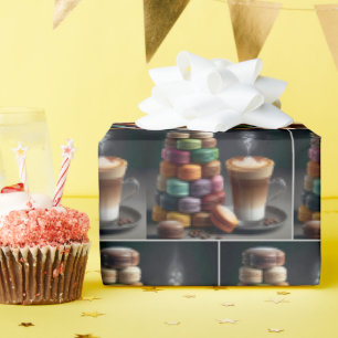 Macaron Stack With Latte Wrapping Paper