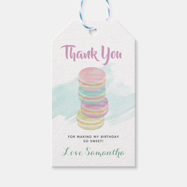 Macaron Sweet Celebration Birthday Gift Tags (Front)