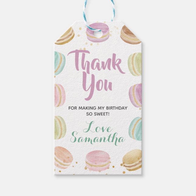 Macaron Sweet Celebration Birthday Gift Tags (Front)
