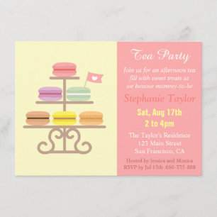 Macaron Tea Party Baby Shower, Sweet Pink Invitation