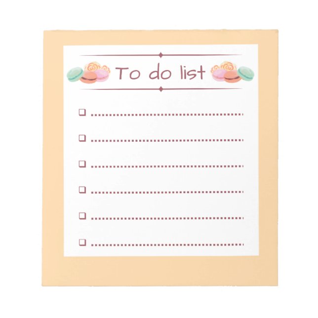 Macaron Themed To Do List Notepad (Front)
