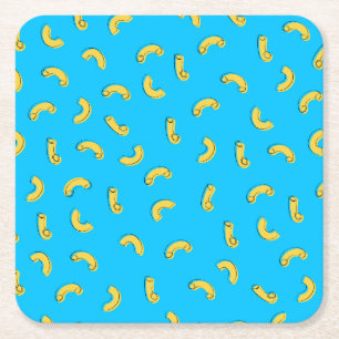 Macaroni and Cheese Illustration Square Paper Coaster