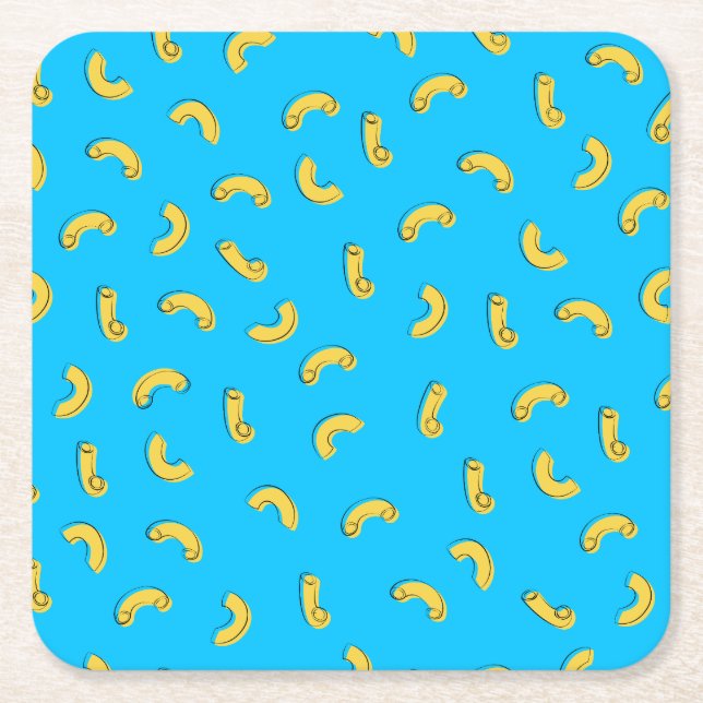 Macaroni and Cheese Illustration Square Paper Coaster (Front)