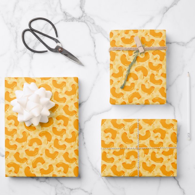 Macaroni and Cheese Pattern Wrapping Paper Sheet (Front)