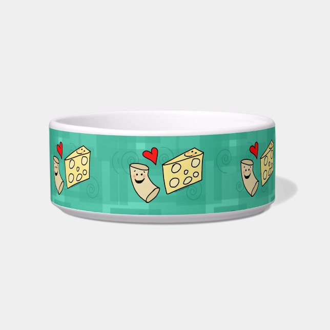 Macaroni Loves Cheese, Cute Mac N Cheese Cartoon Bowl (Front)