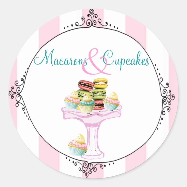 Macarons and Cupcakes Stickers or Seals (Front)