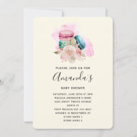 Macarons and Flowers Watercolor Baby SHower