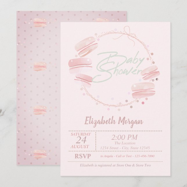 Macarons Baby Shower Invitation (Front/Back)