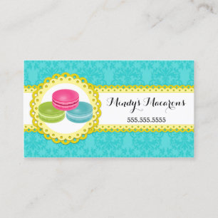 Macarons Bakery Damask Scalloped Border Business Card