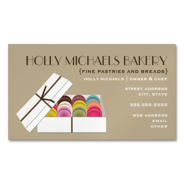 Macarons Bakery Magnetic Business Cards (Front)