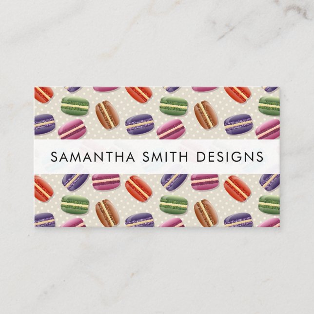 Macarons, Cookies, Dessert, Cake Shop, Pastry Shop Business Card (Front)