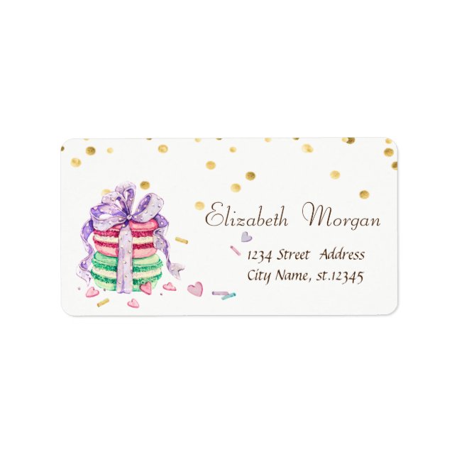 Macarons,Faux Gold Foil Confetti Label (Front)