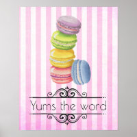 Macarons French Dessert in Pastel Watercolors