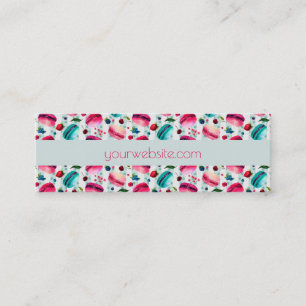 Macarons French Pastry With Berries And Polka Dots Mini Business Card