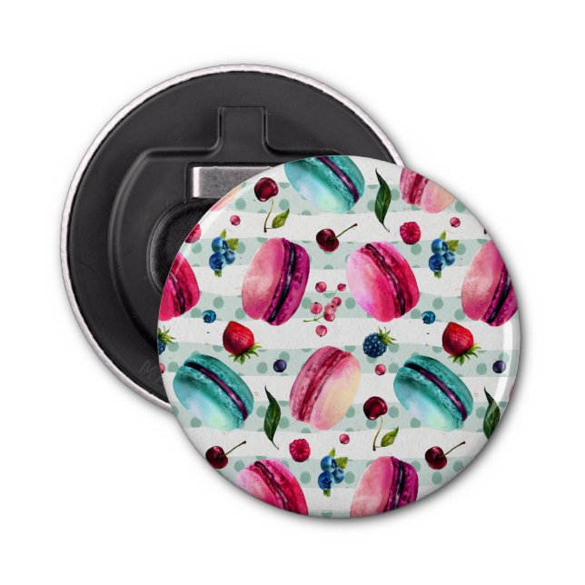 Macarons French Pastry With Berries Pattern Bottle Opener (Front)