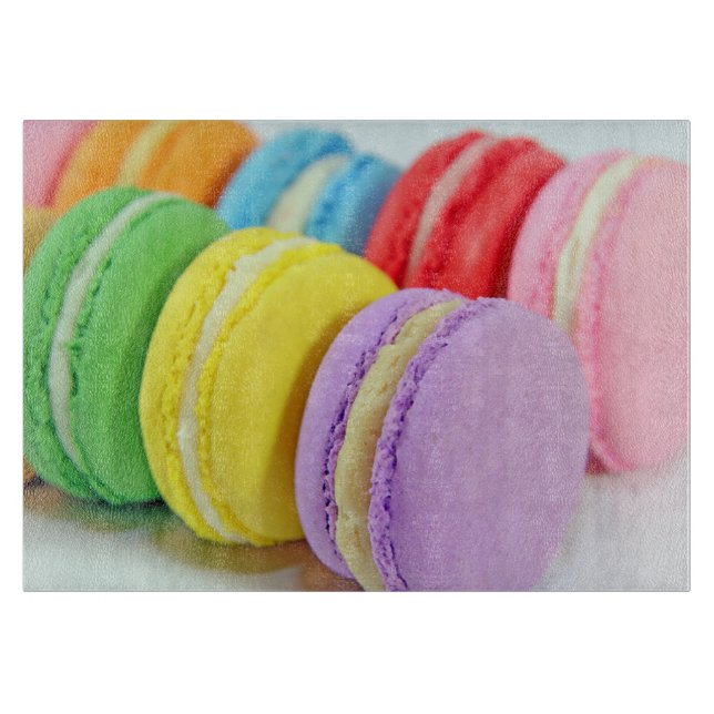 Macarons Glass Cutting Board (Front)