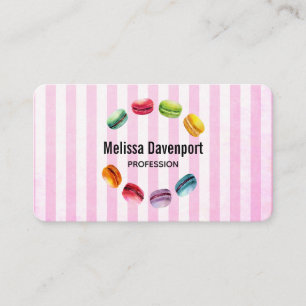 Macarons In A Circle   French Pastry in Watercolor Business Card