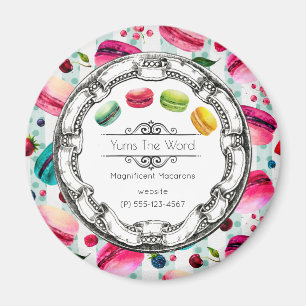 Macarons In A Circle   French Pastry in Watercolor Magnet
