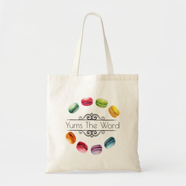 Macarons In A Circle | French Pastry in Watercolor Tote Bag (Front)