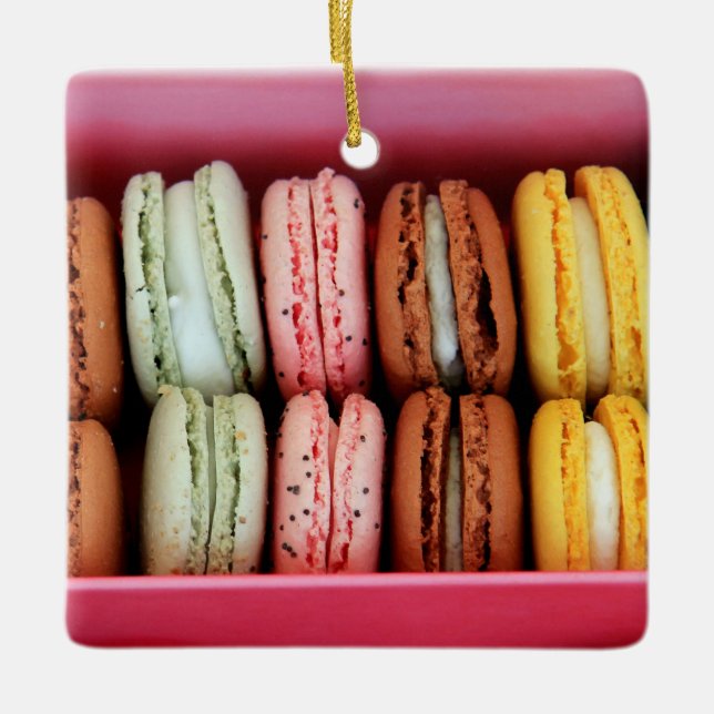 Macarons in different colours ceramic tree decoration (Front)
