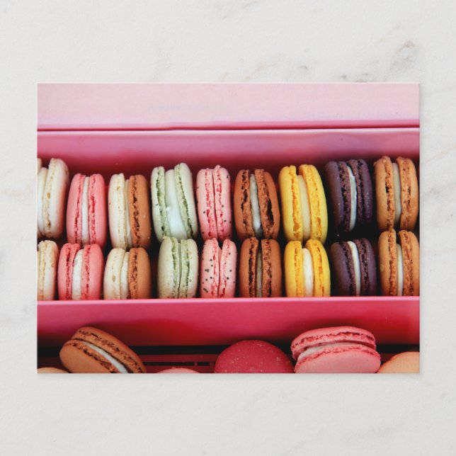 Macarons in different colours postcard (Front)