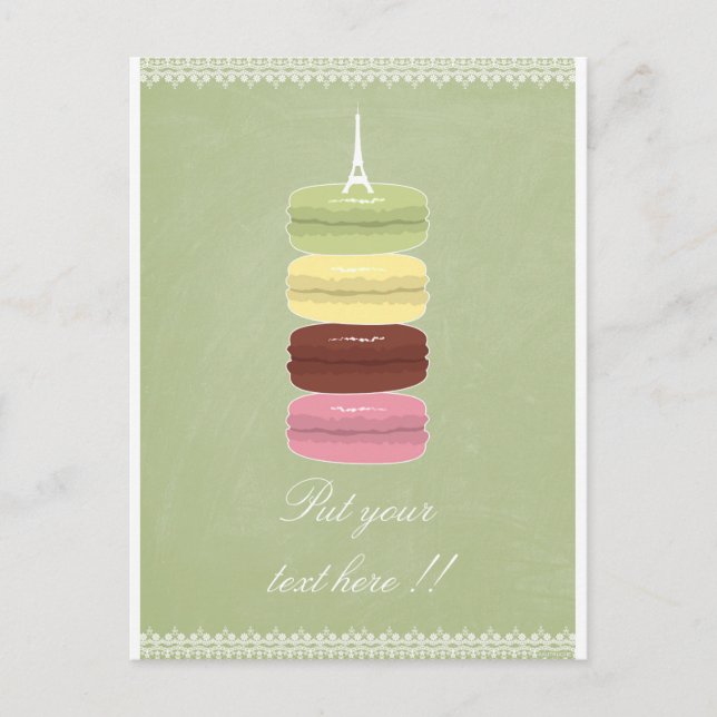 Macarons in Paris and Lace Postcard (Front)