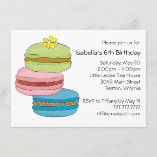 Macarons Macaroon Cookies Birthday Tea Party Invitation