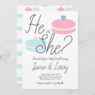 Macarons Pink Blue Gender Reveal He or She  Invitation