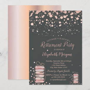 Macarons Rose Gold  Retirement Invitation