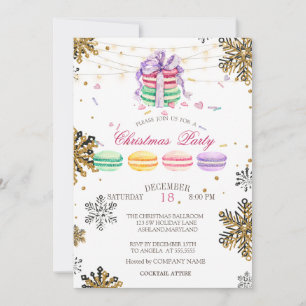 Macarons,String Light Snowflake Christmas Company Invitation