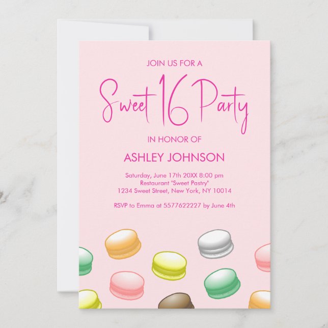 Macarons Sweet 16 Party Invitation (Front)