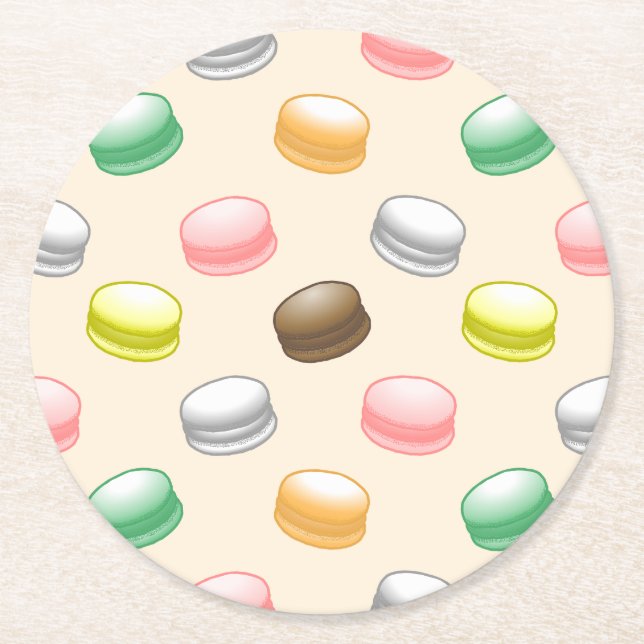 Macarons Sweet 16 Round Paper Coaster (Front)