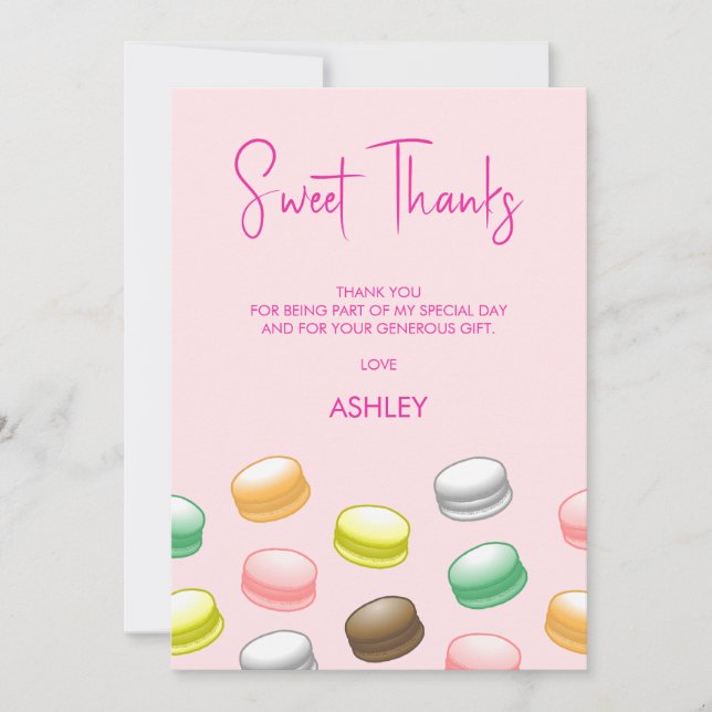 Macarons Sweet 16 Thank You Card (Front)