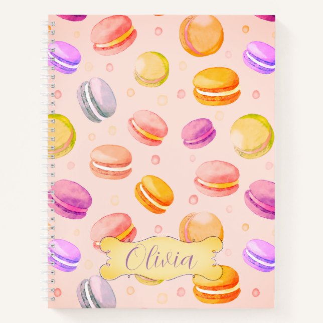 Macarons Watercolor  Personalised Notebook (Front)