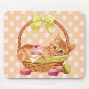 Macaroon and cupcake kitten mouse mat