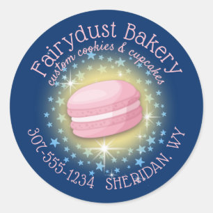 Macaroon cookie bakery pastry chef personalised classic round sticker