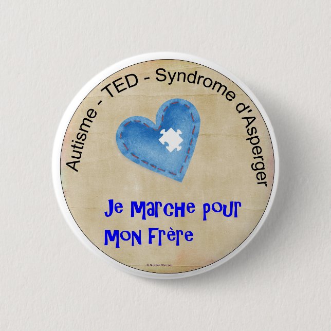 Macaroon I walk for my brother 6 Cm Round Badge (Front)