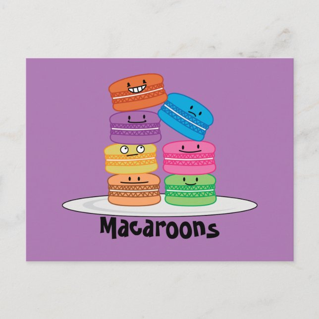 Macaroon Macaroons Cookie French sweet dessert Postcard (Front)