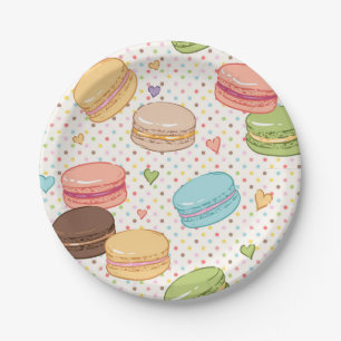 Macaroon,multi colour,polka dot,hearts,pattern,fun paper plate