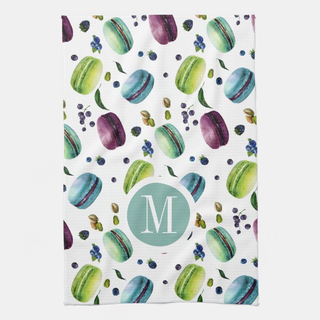 Macaroons & Berries Pattern Tea Towel (Vertical)