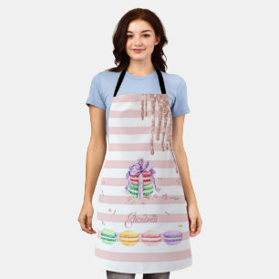 Macaroons,Glitter Drips, Stripes Apron